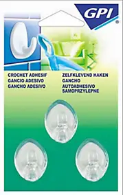 Crochet ovale petit modèle transparent, lot de 3