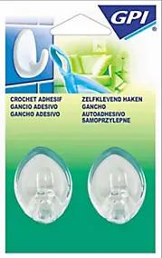 2 crochets ovale GPI grand modèle adhésifs blanc transparent