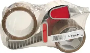 Lot de 2 rouleaux d'emballage PP 50 m x 48 mm + dévidoir