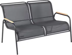 Banquette jardin 2 places Fermob Coolside acier gris carbone et teck l.134 x H.87 x P.77 cm, résistant UV