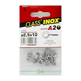 Piton à vis inox Ø 2.5 x 10 mm Class'Inox