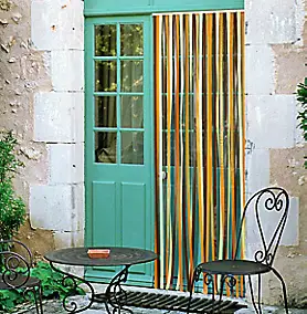 Rideau de porte brun/beige 90 x 220 cm