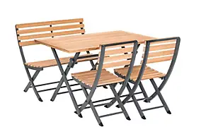 Ensemble table de jardin avec 4 chaises teck Jardiline Porto Rico