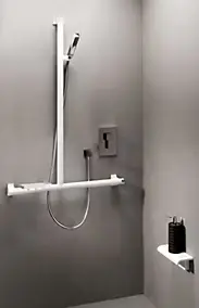 Barre de douche et support de douchette blanc