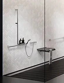 Barre de douche et support de douchette finition alu