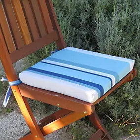 Galette de chaise déperlante 40 x 40 cm bleu déhoussable intérieur/extérieur Easy for life
