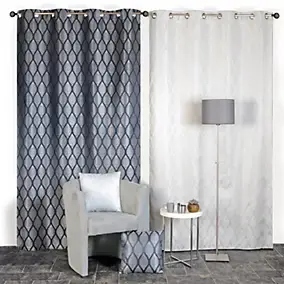 Rideau occultant à œillets imprimé feuilles beige L.240 x l.140cm Dylrev