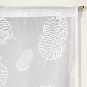 Paire de vitrage tamisant étamine passe-tringle imprimé gomme blanc L.160 x l.60cm Dylrev