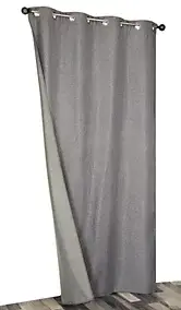 Rideau thermique à oeillets gris chiné l.135 x H.240 cm