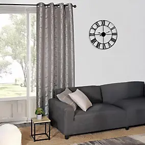 Rideau occultant à œillets imprimé feuilles gris L.240 x l.140cm Dylrev