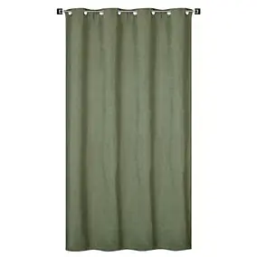 Rideau isolant thermique à œillets, doublure polaire vert chiné L.240 x l.135cm Dylrev