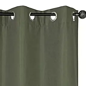Rideau isolant thermique à œillets, doublure polaire vert kaki L.240 x l.140cm Dylrev
