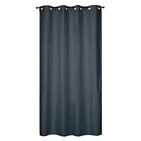 Rideau isolant thermique à œillets, doublure polaire effet lin bleu marine L.240 x l.135cm Dylrev