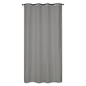 Rideau isolant thermique à œillets, doublure polaire effet lin gris L.240 x l.135cm Dylrev