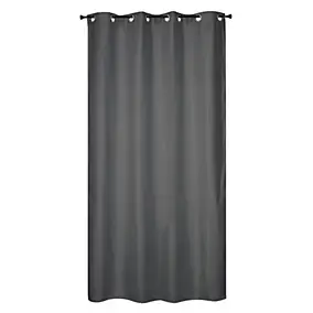 Rideau isolant thermique à œillets, doublure polaire effet lin gris foncé L.240 x l.135cm Dylrev