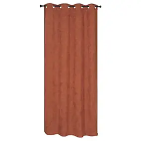 Rideau isolant thermique à œillets, doublure polaire effet éponge terracotta L.240 x l.140cm Dylrev