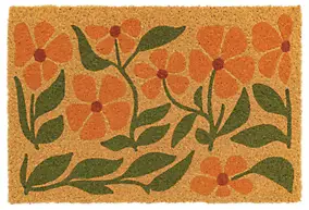Paillasson d'entrée en fibre de coco fleurs jaunes L.25 x l.50 cm Sweetsol