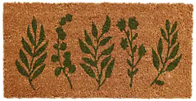Paillasson d'entrée en fibre de coco feuilles vertes L.25 x l.50 cm Sweetsol
