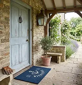 Paillasson d’entrée en fibres de coco décoratif motif ancre bleu 40 x 60 cm Sweetsol
