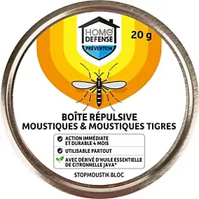 Boîte répulsive anti-moustique et moustique tigre Home Defense 20g