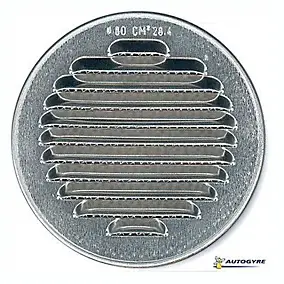 Grille d'aération métal Autogyre à persiennes avec moustiquaire brut Ø80 mm