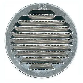Grille d'aération métal Autogyre à persiennes avec moustiquaire brut Ø100 mm