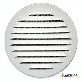Grille d'aération métal Autogyre à persiennes avec moustiquaire blanche Ø100 mm