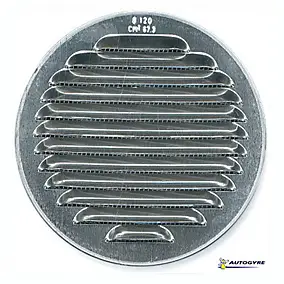 Grille d'aération métal Autogyre à persiennes avec moustiquaire brut Ø120 mm