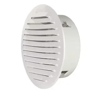 Grille métallique ronde à persiennes blanche avec moustiquaire diamètre 120 mm