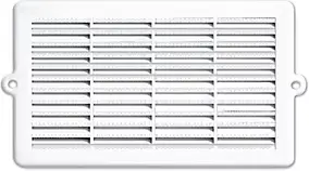 Grille d'aération PVC pour menuiserie Autogyre à persiennes avec moustiquaire blanche 236 x 130 mm