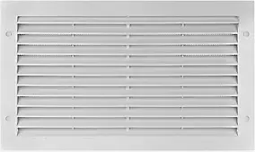 Grille d'aération PVC Autogyre à persiennes avec moustiquaire blanche 334 x 186 mm