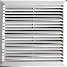 Grille d'aération PVC Autogyre à persiennes avec moustiquaire blanche 150 x 150 mm