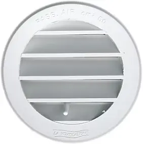 Grille d'aération PVC Autogyre à persiennes avec moustiquaire blanche réglable Ø100 mm