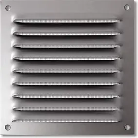 Grille d'aération aluminium Autogyre à persiennes avec moustiquaire brut 100 x 100 mm