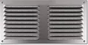 Grille d'aération aluminium Autogyre à persiennes avec moustiquaire brut 200 x 100 mm