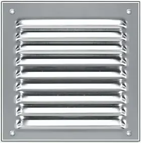 Grille d'aération aluminium Autogyre à persiennes avec moustiquaire brut 150 x 150 mm