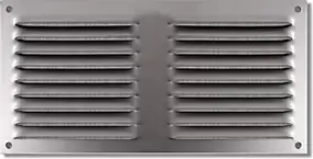 Grille d'aération aluminium Autogyre à persiennes avec moustiquaire brut 300 x 150 mm