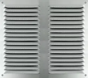 Grille d'aération aluminium Autogyre à persiennes avec moustiquaire brut 200 x 200 mm