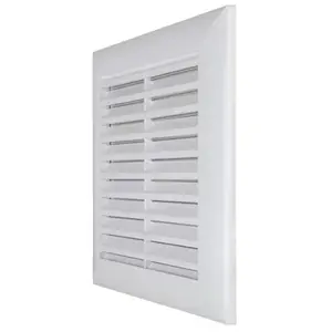Grille de ventilation carrée blanche avec moustiquaire ÉLÉGANCE 172 x 172 mm