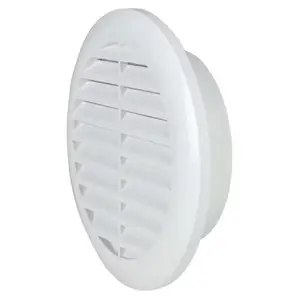 Grille de ventilation ronde blanche à encastrer avec moustiquaire ÉLÉGANCE diamètre 100 mm