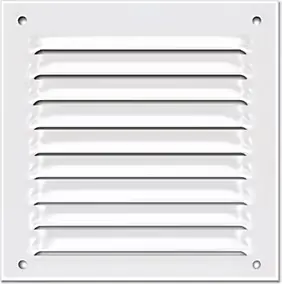 Grille d'aération aluminium Autogyre à persiennes avec moustiquaire blanche 150 x 150 mm