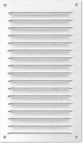 Grille d'aération aluminium Autogyre à persiennes avec moustiquaire blanche 100 x 200 mm