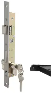 Serrure à encastrer axe 10,5 mm 2,1 x10,5 cm en acier, inox, alliage et laiton nickelé