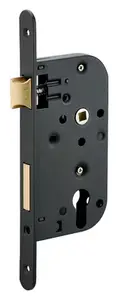 Serrure à encastrer axe 50 mm plus gâche en acier embouti