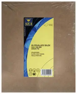 Papier silex abrasif, grain de type fin, idéal pour la finition, lot de 25 feuilles