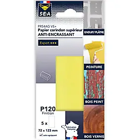 Feuille abrasive corindon 73 x 123 mm grain 120, lot de 4