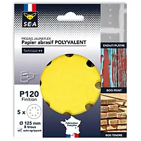 Papier abrasif corindon ø125 mm grain 120, lot de 5