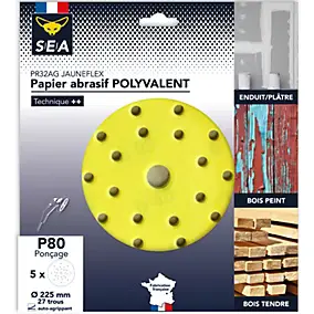 Papier abrasif corindon ø225 mm grain 80, lot de 5
