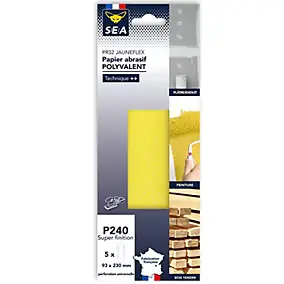 Papier abrasif corindon 93 x 230 mm grain 240, lot de 5