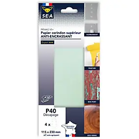 Papier abrasif anti-encrassant 115 x 230 mm grain 40, lot de 4